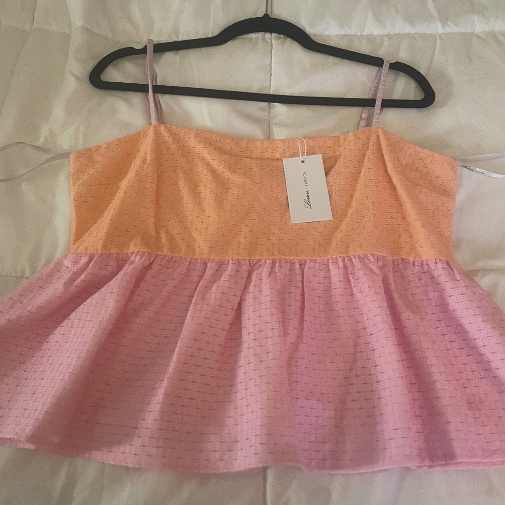 NEVER BEEN WORN LOVERS & FRIENDS Eyelet Babydoll Top, Size XL, Tags on